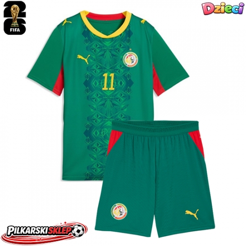 Senegal Nicolas Jackson #11 Koszulka Wyjazdowa dzieci MŚ 2026 Krótki Rękaw (+ krótkie spodenki)