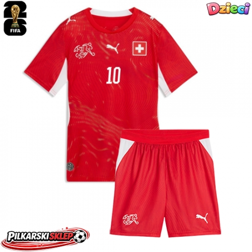 Szwajcaria Granit Xhaka #10 Koszulka Podstawowa dzieci MŚ 2026 Krótki Rękaw (+ krótkie spodenki)