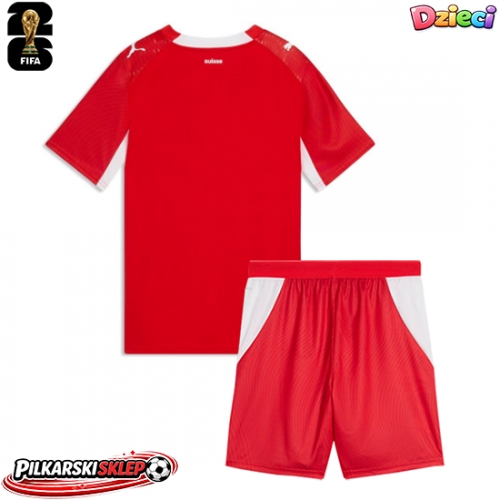 Szwajcaria Koszulka Podstawowa dzieci MŚ 2026 Krótki Rękaw (+ krótkie spodenki)