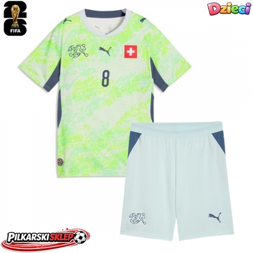Szwajcaria Remo Freuler #8 Koszulka Wyjazdowa dzieci MŚ 2026 Krótki Rękaw (+ krótkie spodenki)