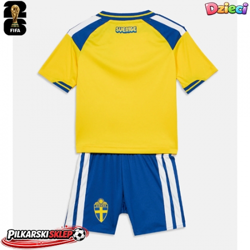 Szwecja Koszulka Podstawowa dzieci MŚ 2026 Krótki Rękaw (+ krótkie spodenki)