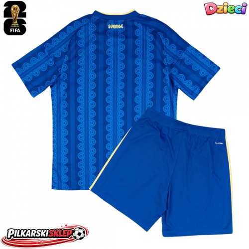 Szwecja Koszulka Wyjazdowa dzieci MŚ 2026 Krótki Rękaw (+ krótkie spodenki)