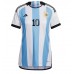 Argentina Lionel Messi #10 Koszulka Podstawowa damskie MŚ 2022 Krótki Rękaw